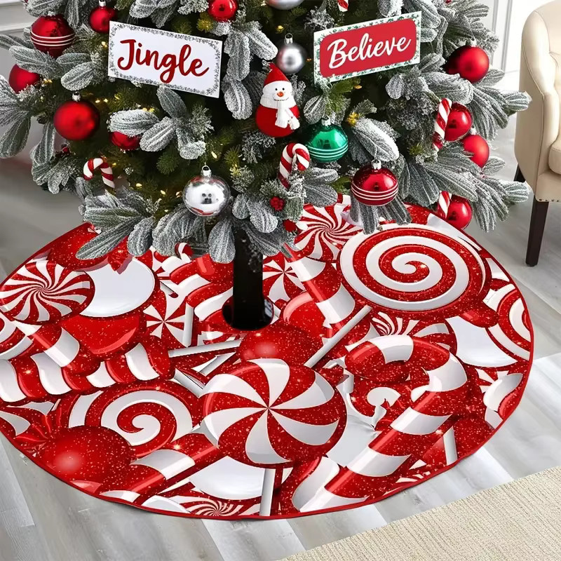 VIKAMA Candy Cane Weihnachtsbaumkleid in Rot als dekorative Heimdekoration für die Weihnachtszeit - Bild 4