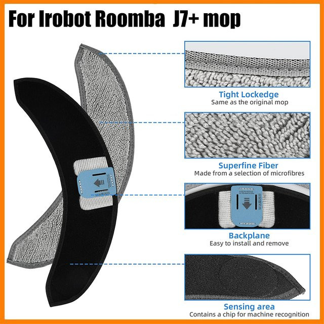 Ersatz-Wischmopps aus Mikrofaser für iRobot Roomba Combo J7+, waschbar und wiederverwendbar - Bild 1