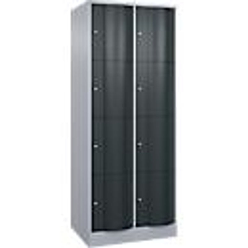 C+P Schließfachschrank Resisto mit 2 Abteilen und 8 Fächern, Weißaluminium/Anthrazitgrau, B/T/H: 77,2 x 64,0 x 195,0 cm - Bild 2