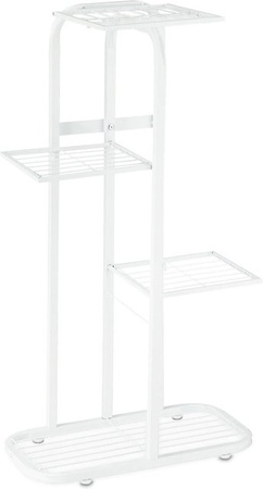 Relaxdays Blumentreppe aus Stahl in Weiß mit 4 Etagen, Höhe: 81 cm, Breite: 44 cm, Tiefe: 24,5 cm