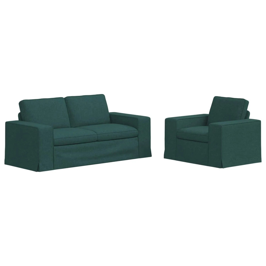 vidaXL 2-teiliges Sofa Dunkelgrün mit Stoffbezug und Metallrahmen B/T/H: 182 x 80 x 82 cm und 103 x 80 x 82 cm - Bild 2