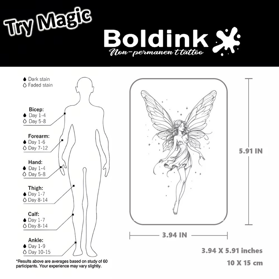 Boldink Butterfly Elf Tattoo, Unisex, wasserdicht - Bild 3