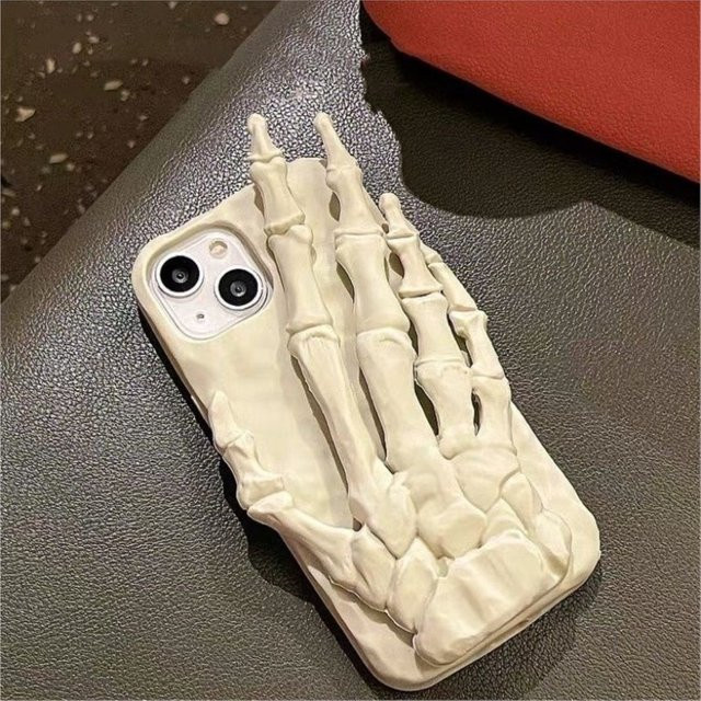 Apple iPhone Schutzhülle mit 3D Skelett-Design in Weiß aus weichem Silikon - Bild 1