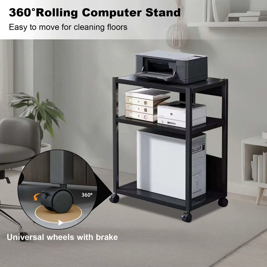 TWISTER.CK Mobiler CPU-Ständer mit Rollen und Höhenverstellung als höhenverstellbarer Computerturmhalter und Druckerwagen für unter den Schreibtisch - Bild 5