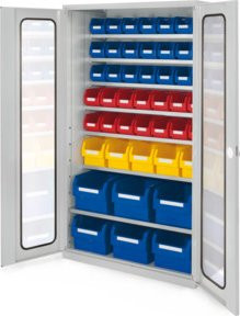 Kappes Grossraumschrank Mod. 15 mit Sichtfenstertüren in Grau aus Stahlblech, B/T/H: 113 x 59 x 195 cm - Bild 1