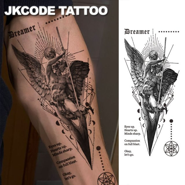 JKCODE TATTOO Bogenengel Temporäres Tattoo, Unisex - Bild 1