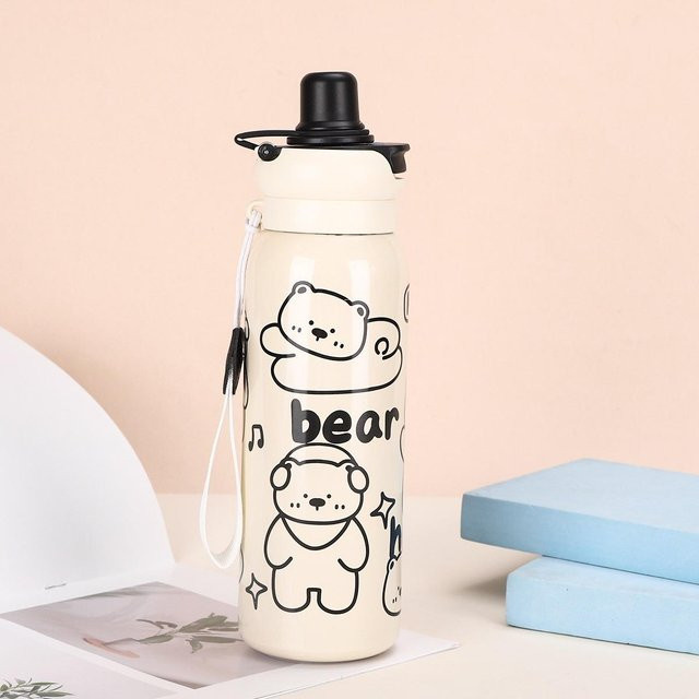 Yiran Furniture Thermosbecher für Mädchen mit Strohhalm und Doppel-Trinkfunktion, 620 ml - Bild 1