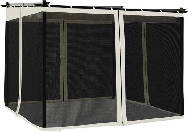 vidaXL Pavillon mit Netzwänden aus Stahl und Polyester in Creme, B x T x H: 300 x 300 x 230 cm - Bild 1