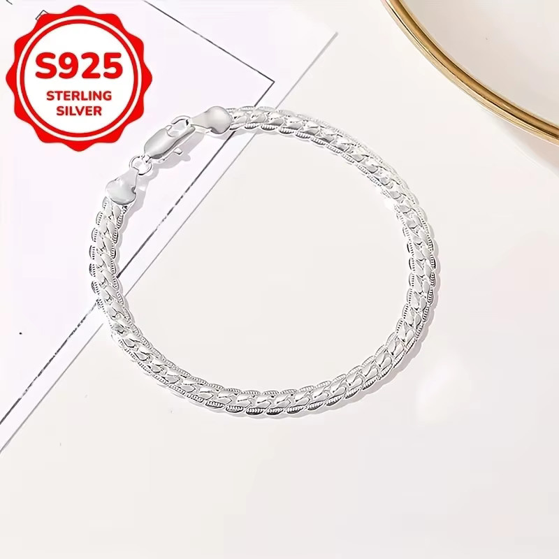 Kubanerkettenarmband 925 Silber, 5 mm, 20 cm, Unisex - Bild 3
