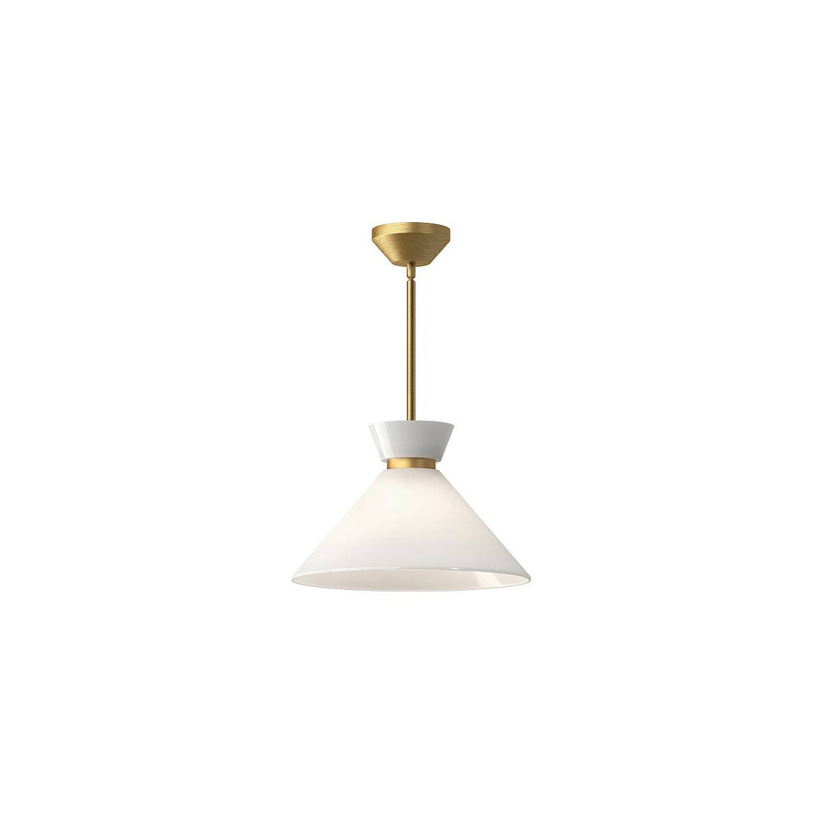 Alora Mood Halston Pendelleuchte in Gold/Messing mit weißem Glasschirm - Bild 1