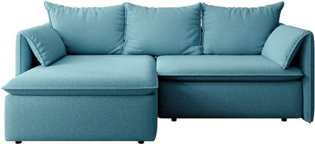 Vente-unique Schlafsofa Teodora in Blau mit L-Form und Armlehnen, Breite: 230 cm - Bild 1