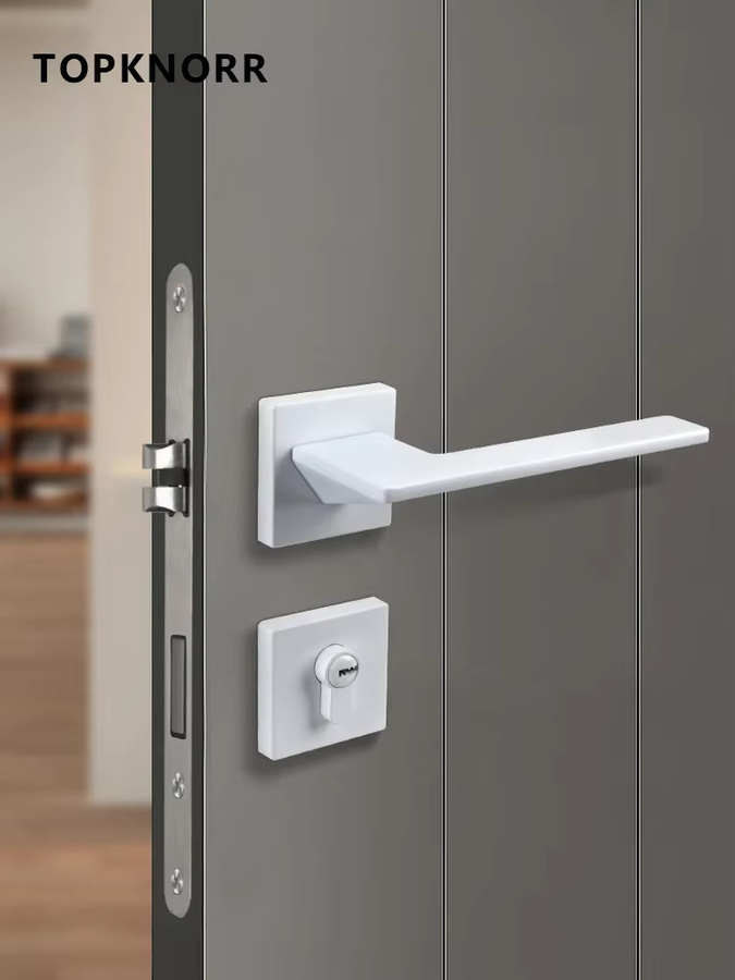 TOP KNORR Magnetisches Türschloss für Zimmertüren in Weiß, leises Innen-Türschloss für Holztüren und Schlafzimmer - Bild 1