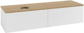 V&B Waschtischunterschrank Antao mit Frontstruktur in Eiche Honig und Weiß, B: 160 cm, T: 50 cm - Bild 1