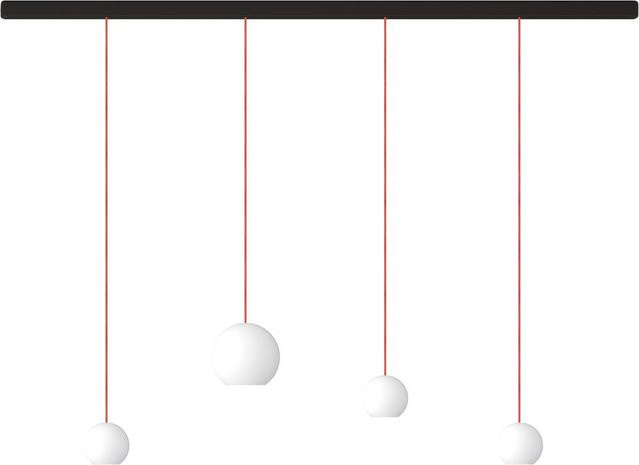 KOMOT KOS Quattro SL LED-Pendelleuchte mit Tunable White, Schiene 150 cm, Schwarz matt und orangefarbenem mundgeblasenem Opalglas - Bild 1