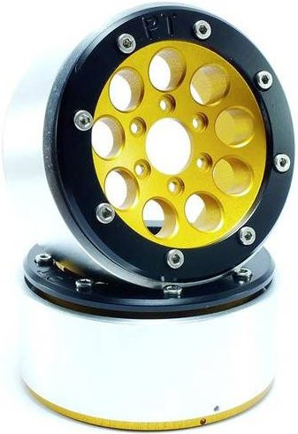 Metsafil 1:10 Crawler Felgen aus Aluminium in Gun Gold und Schwarz, 1 Paar - Bild 1