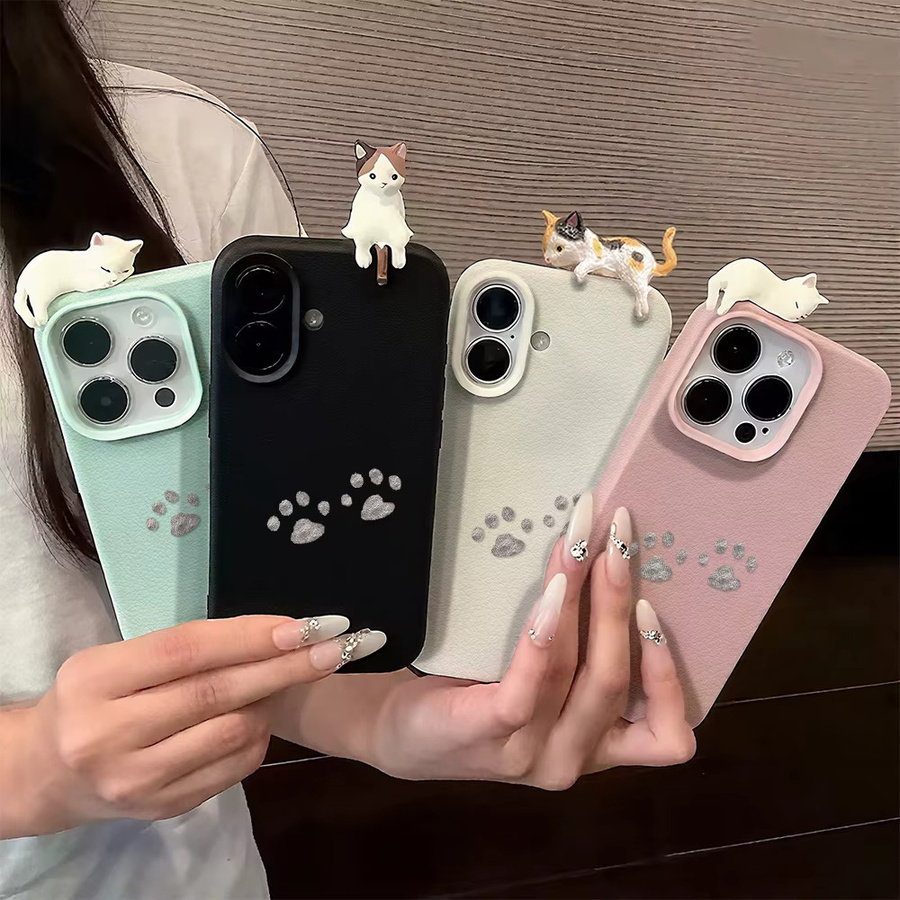Weiche Silikonhülle mit Katzenpfoten-Design für dein iPhone in Grün, stoßfestes Softcase - Bild 1