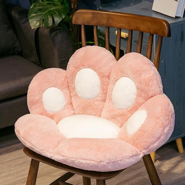 Gemütliches Sitzkissen in Katzenpfotenform aus Plüsch, Farbe: Pink, B/T: 70 x 60 cm - Bild 1
