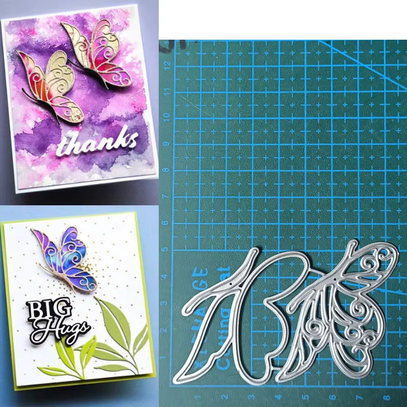 Metall Stanzformen für Bastelarbeiten mit Schmetterling, Elefant und Katze in Silber - Bild 4