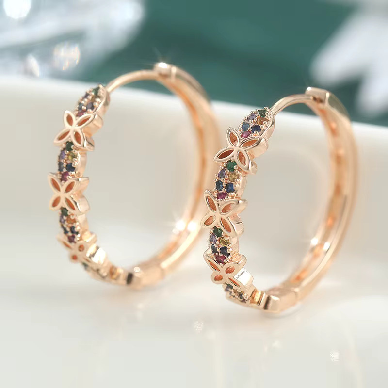 YoYo Creolen, Gold, Mehrfarbige Synthetische Zirkonia, Damen - Bild 2
