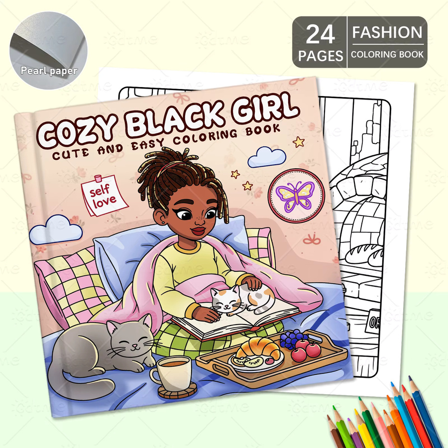 Cozy Black Girl Cute and Easy Malbuch für Erwachsene mit niedlichen und gemütlichen Aktivitäten zur Entspannung, Multicolor - Bild 2