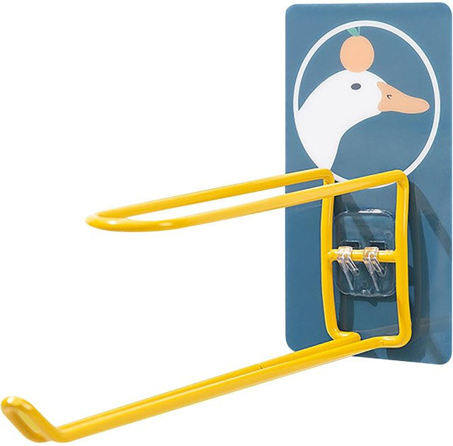 Wandmontierte Garderobe mit 2 Ablagen von CosyHome in Gelb aus Schmiedeeisen mit Cartoon-Tier-Design und selbstklebender Montage - Bild 1