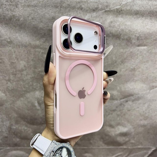 IUSHIKENG Matte Magnetische Transluzente Kabellose Lade Ständer Hülle für iPhone 17 Air 16 15 14 13 12 11 Pro Max und 15 Plus, Farbe: Weiß - Bild 1