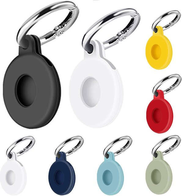 Silikonhülle für Apple AirTags in Weiß mit Anti-Verlust-Haken zum Schutz vor Kratzern - Bild 1