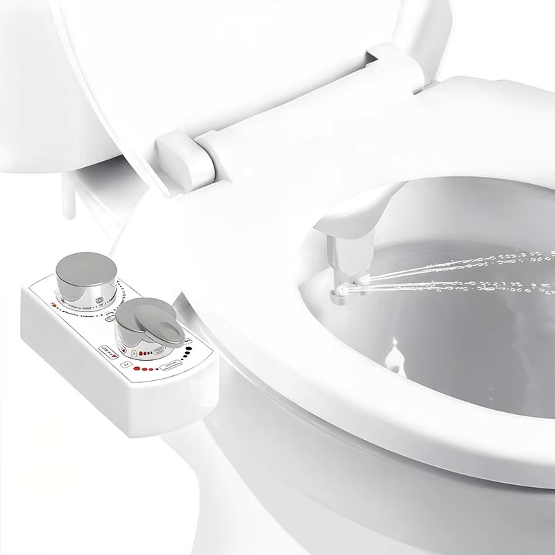 Intelligentes Bidet mit Doppeldüse für heißes und kaltes Wasser, ultradünne Gesäßreinigung ohne Stromanschluss, Farbe: Weiß - Bild 2