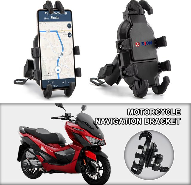 Anti-Shake Rückspiegel-Motorrad-Telefonhalterung in Schwarz für SYM Joymax Z 125/250/300, Maxsym Jet 14 EVO und TL500 Joyride - Bild 1