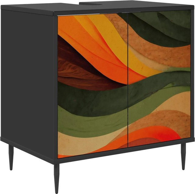 vidaXL Badezimmerschrank BONN in Schwarz und Eichen-Optik, modern und freistehend, B/T/H: 60 x 40 x 61 cm - Bild 1