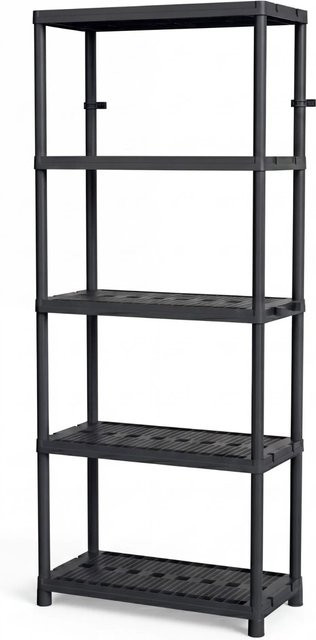 BigDean Schwerlastregal Steckregal in Anthrazit und Schwarz mit 5 verstellbaren Ablagen, H x B x T: 172 x 71 x 35,5 cm - Bild 1