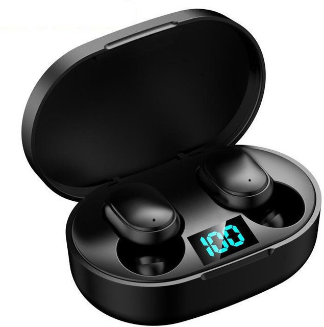 AlongChoice E6S TWS Bluetooth 5.3 Kopfhörer mit LED Digitalanzeige, HiFi Stereo Musik und Geräuschunterdrückung, Schwarz - Bild 1