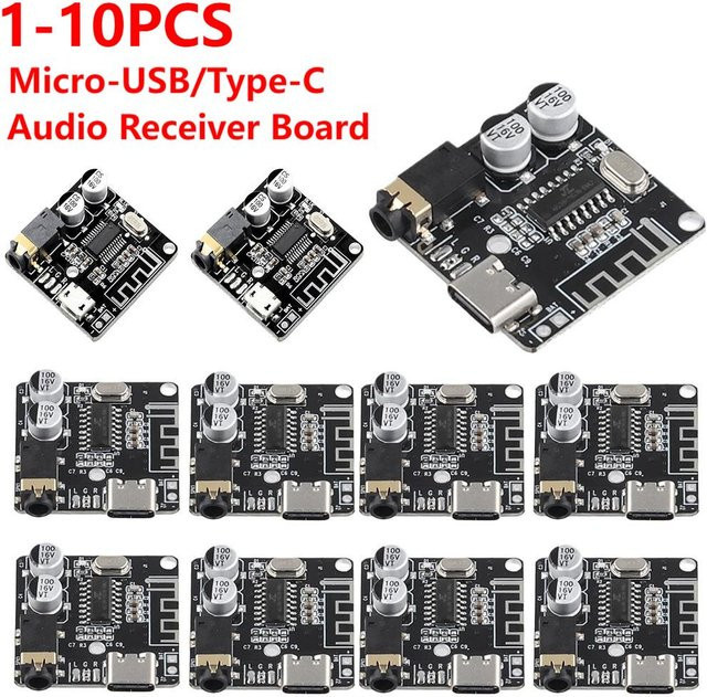 ALLOYSEED Bluetooth 5.0 Audio Empfänger Modul, MP3 Verlustfreier Decoder mit AUX und Typ-C, Schwarz - Bild 1