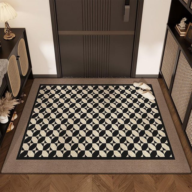 Moderne und rutschfeste Eingangstürmatte aus Polyester in Schwarz, B/B: 90 x 150 cm - Bild 1
