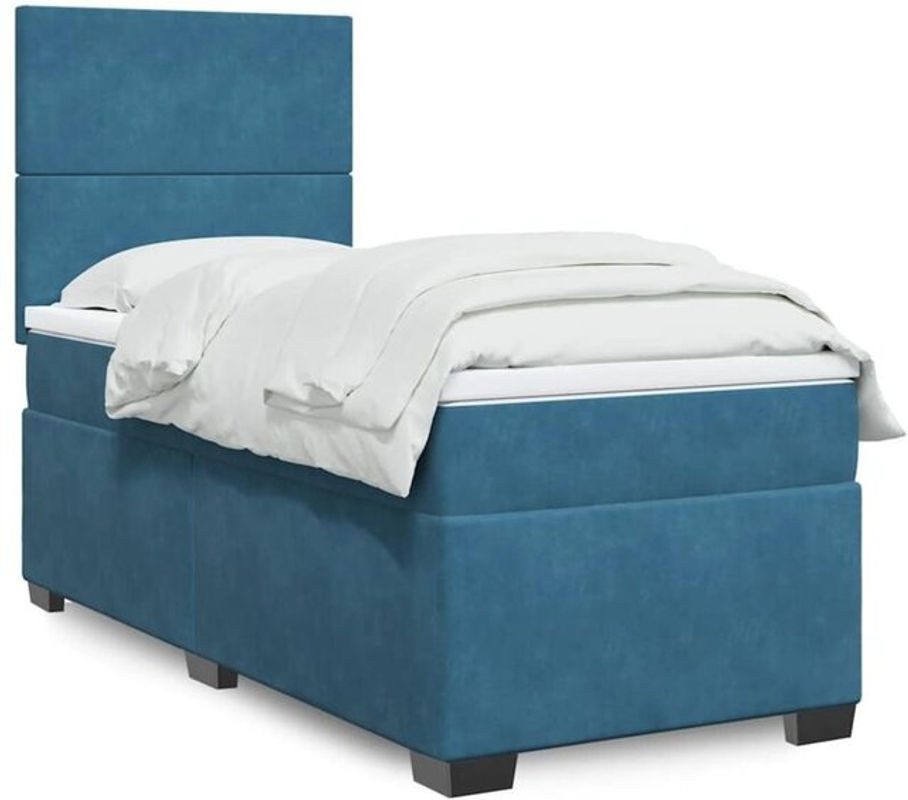Vidaxl Boxspringbett mit Matratze in Blau aus Samt, B/T: 100 x 200 cm - Bild 1