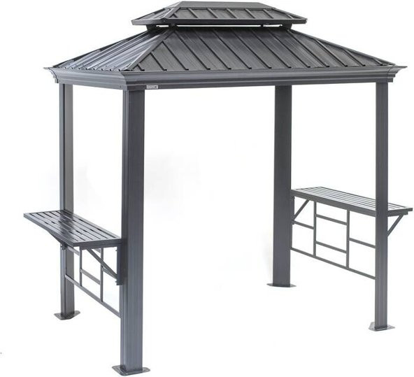 Sojag Grillpavillon Messina BBQ aus Aluminium und Stahl in Anthrazit mit integriertem Rauchablass und seitlichen Abstelltischen, B/T/H: 292 x 179 x 262 cm - Bild 2