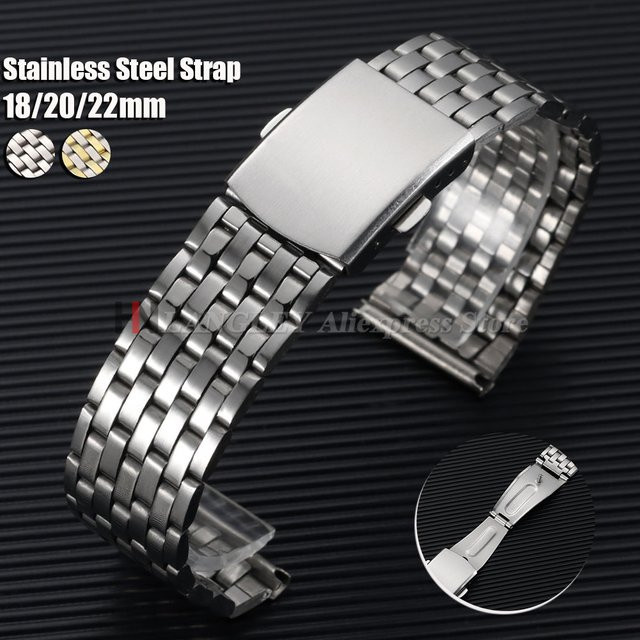 langley Uhrenarmband Edelstahl, Silber, Faltschließe, Herren Damen - Bild 1