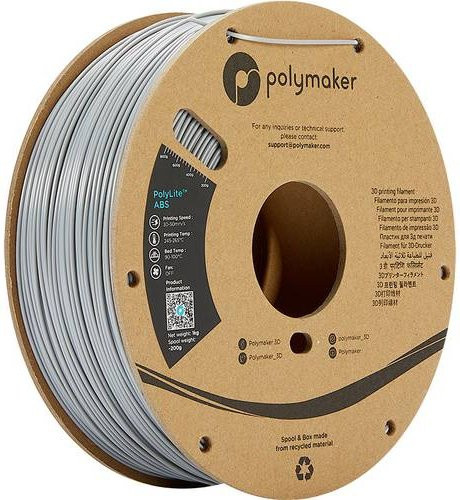 Polymaker PolyLite ABS Filament 1,75mm Grau 1000g geruchsarm für FDM-Drucker - Bild 1