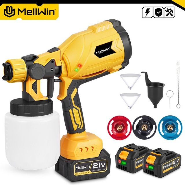 MELLWIN Schnurlose elektrische HVLP Spritzpistole für Makita 18V Akku, tragbares Farbspritzgerät für Auto und Möbel, 1000 ml - Bild 1