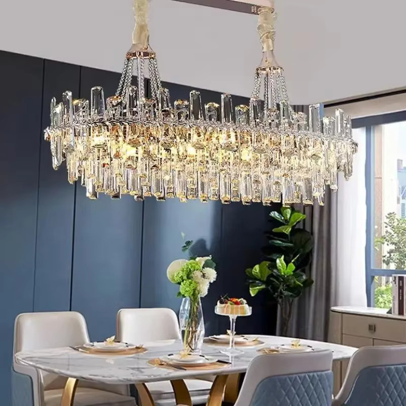 TAONUANSHU Moderne LED-Pendelleuchte aus Kristall in Gold/Messing und Transparent mit E14 Fassung für Wohnzimmer und Esszimmer - Bild 2