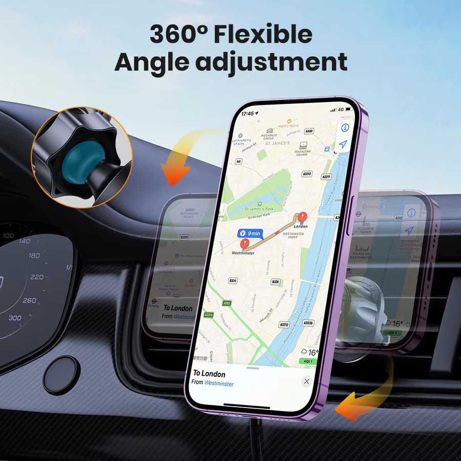 TOPK Magnetische MagSafe Autoladegerät 15 W Kabellose Handyhalterung für iPhone 16 15 14 13 12 Pro Max Plus Mini, Schwarz, für Lüftungsschlitze - Bild 4