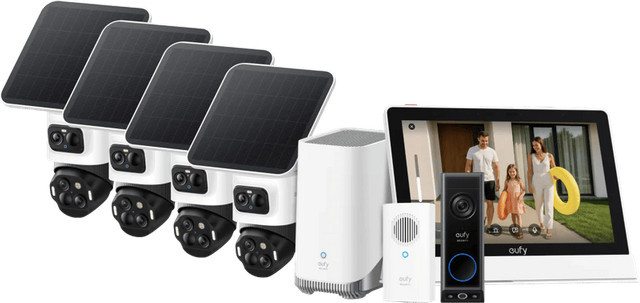 eufy Security Set mit 4 eufyCam S4 Kameras, HomeBase 3, Video Doorbell E340 und Smart Display E10 - Bild 1