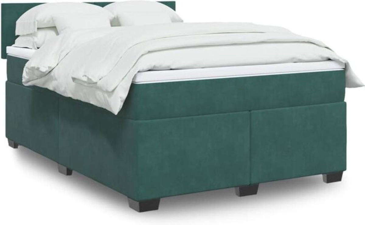 Vidaxl Boxspringbett mit Matratze in Grün aus Samt, B/T/H: 160 x 200 x 100,5 cm - Bild 1