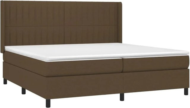 vidaXL Boxspringbett mit Matratze und LED-Unterbettbeleuchtung in Dunkelbraun, Hybrid-Bett mit USB-Ladeport und Taschenfederkern, B/T/H: 203 x 203 x 118 cm - Bild 1