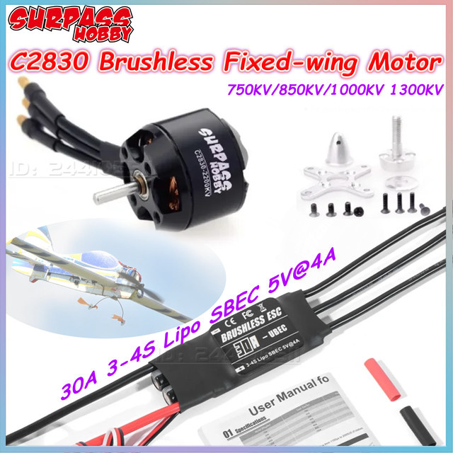 Surpass Hobby C2830 Brushless Motor mit 30A ESC für RC-Flugzeuge, FPV-Drohnen, Segelflugzeuge und Flugmodelle - Bild 1