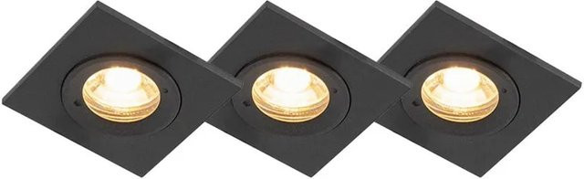 QAZQA Xena Square Set mit 3 dimmbaren Bad-Downlights in Schwarz, IP44, GU10, quadratisch - Bild 1