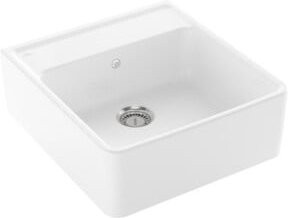 Villeroy & Boch Spülstein-Einzelbecken aus Keramik in Weiß mit Ablaufgarnitur und Handfassung - Bild 1