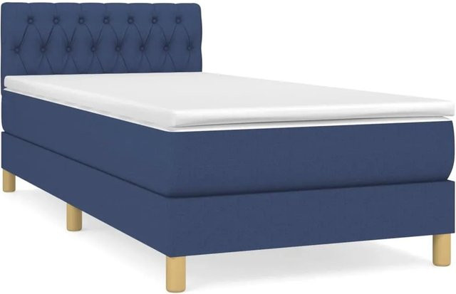 vidaXL Boxspringbett Hybrid mit Matratze und Taschenfederkern, Blau, B/T: 100 x 200 cm - Bild 1