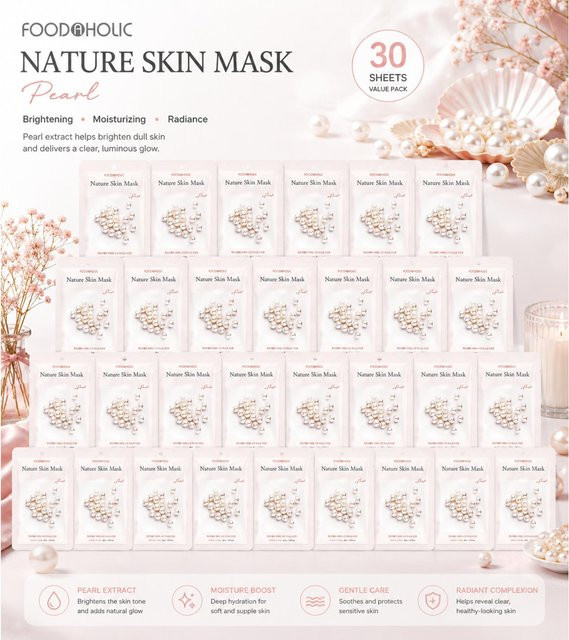 FOODAHOLIC Nature Skin Perlen-Tuchmaske, 30 Stück, mit Perlenextrakt - Bild 1