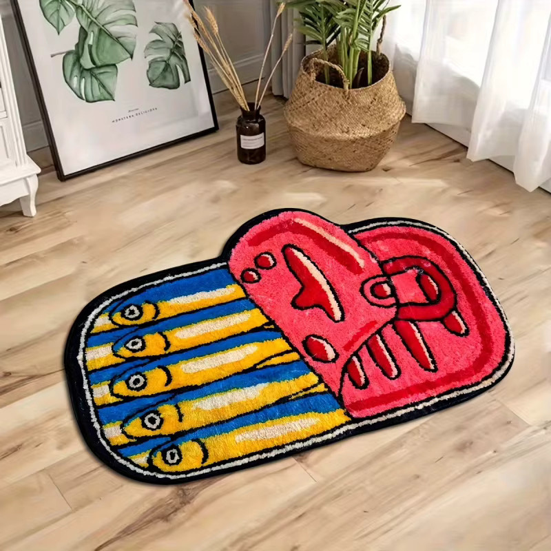 VIKAMA Teppich mit Sardinen-Print in Multicolour, rutschfest und pflegeleicht, B/T: 60 x 40 cm - Bild 2